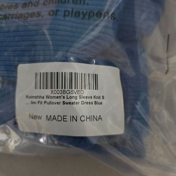 Koinshha Sweater Dress Women's XL Blue Slim Fit Long Sleeve Pullover Round Neck - Picture 3 of 16